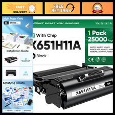 High Yield Black Toner Cartridge Replacement for Lexmark X651DE X652DE Printers picture