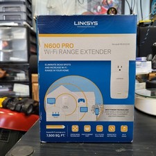 LINKSYS N600 PRO Wi-Fi RANGE EXTENDER (7500 Sq. ft.)-NEW Open box-Model RE4000W picture