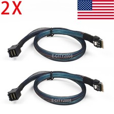 2Pcs Slim SAS SFF-8654 4i Host Straight to HD Mini SAS 4i SFF-8643 Cable 50CM picture
