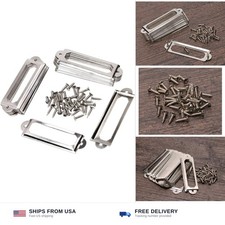 20pc antique brass drawer label pull frame handle card holder 60x17mm silver picture