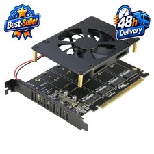 RIITOP Quad NVMe PCIe Adapter 4 Ports M.2 NVMe SSD PCI-e 4.0/3.0 x16 Card picture