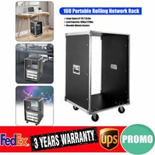 19 Inch 16U 4 Post Server Rack Open Frame Rolling Network Data Rack w/ Casters picture