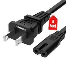 5 Core 2 Prong AC Power Cord 6Ft Replacement TV PlayStation PS4 PS5 Cable picture