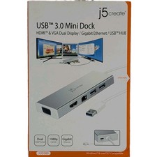 j5create USB 3.0 Mini Dock HDMI & VGA Dual Display/Gigabit Ethernet/USB JUD380 picture
