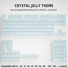 Crystal Jelly Keycap Set PC PBT Translucent Pink Side Print Custom Keycaps picture