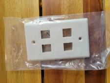 100 Pack - 4 Port Wall Plate Keystone RJ45 Cat6 Cat5e Insert Jack White Plate picture