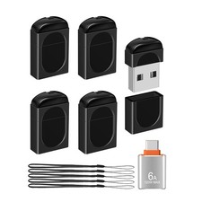 5-Packs 4GB FAT32 Small Flash Drive USB2.0 Drive with USB-C Adapter(Black) picture