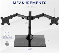 VIVO Dual Monitor Desk Stand Adjustable Mount w/ Glass Base Stand-V002FG NEW picture