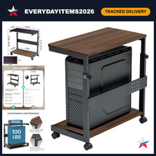 Height Adjustable PC Stand Cart, 2-Tier Rolling Metal Tower for Gaming & Office, picture