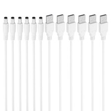 USB 2.0 A Type to DC 5.5x2.5mm Barrel Jack Power Cable, 6pcs, White picture