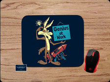 LOONEY TUNES COYOTE GENIUS AT WORK FUNNY CUSTOM PC MOUSE PAD MAT DESK MAT GIFT picture