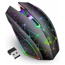 TENMOS V7 Wireless Gaming Mouse,Rechargeable LED Wireless Mice Silent-Black picture