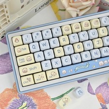 Cute Pastel Cat Keycaps 144 Keys MOA Profile for MX Mechanical Keyboard picture