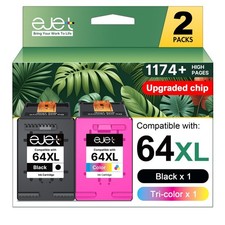 HP 64XL Black & Tri-Color High-Yield Combo Pack 2 Pack for Envy Photo 7855 7858 picture