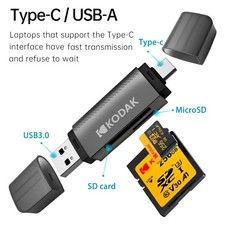 Kodak 4 in 1 Card Reader USB3.0 & Type C SD Card Adapter Multifunctional picture