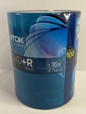 TDK DVD+R 100 Pack 4.7GB 16X Blank Recordable Discs New Factory Sealed picture