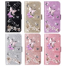 Diamond Butterfly Card Wallet Cover Case For S26 S25 S24 S23 S22 S21 S10 S20 picture