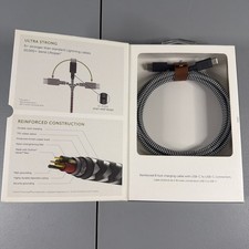 New Open Box Native Union 8' USB-C To C Braided Belt Cable - Zebra picture