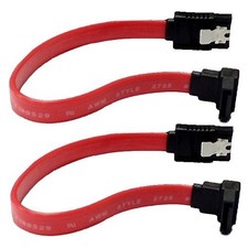 2-Pack Red 90 Degree Right-Angle 6.0 Gbps SATA III Data Cable with Locking Latch picture