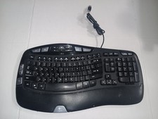 Logitech Wave Corded USB Keyboard Y-UV90 Ergonomic Wired Black Tested Works picture