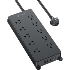 Trond Power Strip Surge Protector 5 ft 1875W 15A Black 4000J ETL Listed picture