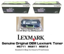 2 Mostly New Genuine Lexmark 521XE Toners MS711 MS811 SEALED BAG 55% 52D1X0E picture