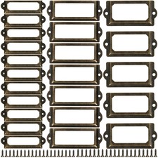 Office Library File Drawer Cabinet Card Tag Label Holder Metal Frame 3 Sizes picture