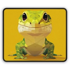 Geometric Green Frog Mouse Pad | Yellow Background picture