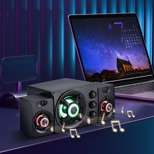 3Channel Separate Wired Computer Speakers RGB LED Stereo Bass For Laptop Desktop picture
