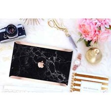Platinum Edition Macbook Pro 13 Case Bold Black Marble with Rose Gold Accents picture