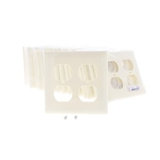 Hubbell NP82AL Almond 2-Gang Duplex Outlet Unbreakable Nylon Wallplates 25pcs picture