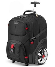 Rolling Bag with Wheels, 17 Inch Laptop Roller Backpack for Adults Black picture