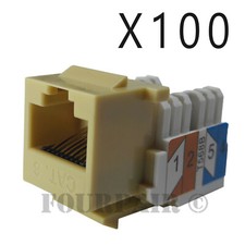 100x Pack Lot CAT6 Network RJ45 Port 110 Punch Down Keystone Snap-In Jack Ivory picture