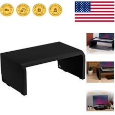 Sleek Black Monitor Stand Riser with Built-In Cable Management & Storage Space picture