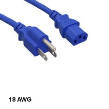 Kentek Blue 3' ft 18 AWG Color Power Cord NEMA 5-15P to IEC-60320 C13 10A/125V picture