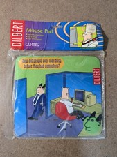 1996 Dilbert Cartoon Mouse Pad, Scott Adams, Look Busy Before Computers, NOS picture