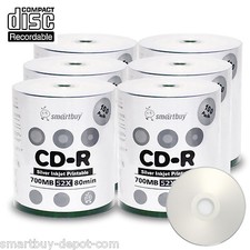 600 SmartBuy CD-R CDR 52X 700MB/80Min Silver Inkjet Hub Printable Record Disc picture