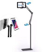 Steel Phone Tablet Floor Stand Holder 360° Rotatable Universal Adjustable Height picture