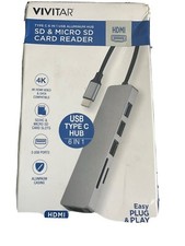 NEW Vivitar Aluminum USB Type C Hub 6 In 1 SD & Micro SD Card Reader Plug & Play picture