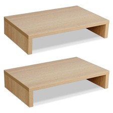 2 Pack Wooden Monitor Stand Riser Adjustable Dual Screen Holder For Laptop PC picture
