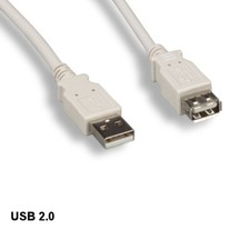[10X] Beige 1' USB 2.0 Type A Extension Cable 480Mbps Sync Charge Connect Data picture