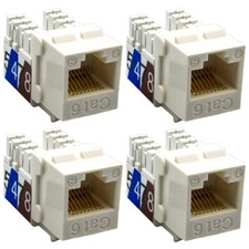 4 Pcs Cat6 RJ45 Network LAN Ethernet Keystone Jack 110 Punch Down Snap-In White picture