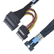 LetLinkSo PCIe 5.0 MCIO x8 to Dual U.2 SFF-8639 Cable 2.1 ft, Black picture