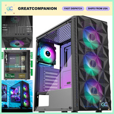 ATX Gaming PC Case with 4 RGB Fans, Diamond Mesh Front, Tempered Glass, USB 3.0 picture