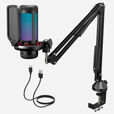TONOR RGB USB/USB-C Mic Kit Black, Boom Arm Clamp, Mute/Vol, PC PS4 PS5 picture