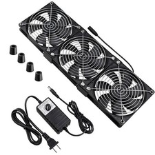 Wathai Dual Ball 3 x 120mm Computer Fan with AC Plug DC 12V Big Airflow Fans ... picture
