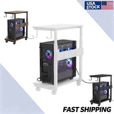 Mobile Rolling Computer Tower Stand Height Adjustable PC Stand CPU Holder Cart picture