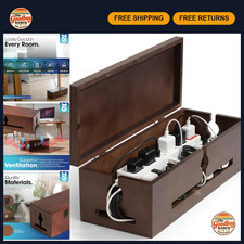 Wooden Cable Management Box - Modern Wire Organizer & Power Strip Cover for Home picture