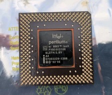 Intel SL26J P1 200Mhz CPU Pentium Processor FV80503200 MMX Vintage Gold PC picture