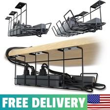 Scanfield Under Desk Cable Organizer Wire Tray, Set Of 2x12 Inch, Black picture